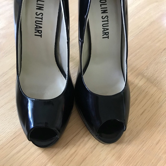 Colin Stuart Black Peep Toe Patent Leather Heels - Picture 6 of 8
